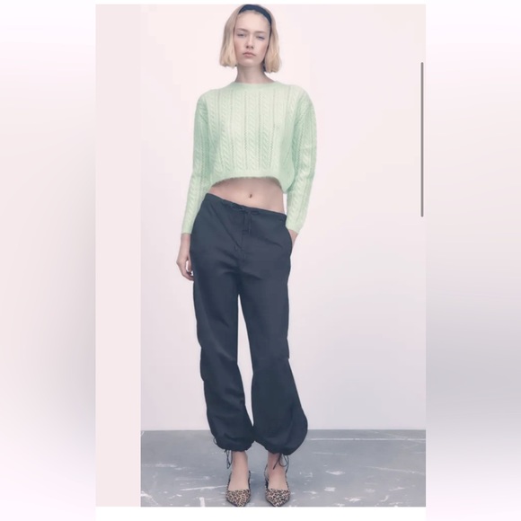 Zara Sweaters - Zara wool/Alpaca crop knit sweater in light green.
Size medium, NWOT